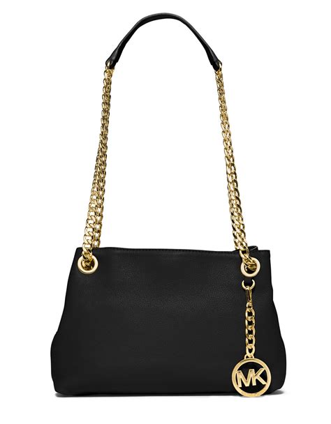 michael kors black purse av-1307|Michael Kors Leather Shoulder Bag Black Purse Strappy Gold .